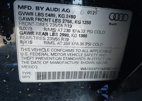 2021 Audi Q5 Premium Plus 45 Tfsi Quattro S Tronic from USA, damaged, VIN WA1BAAFY1M2052184